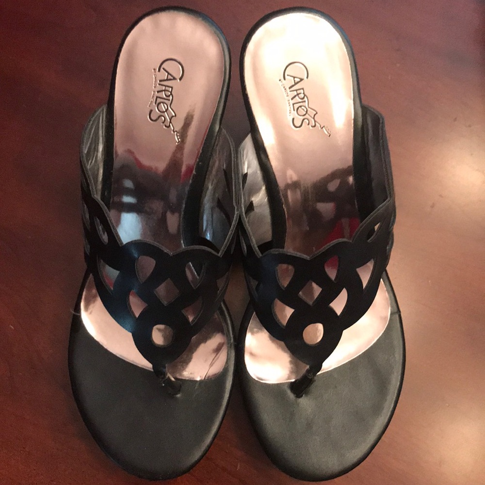 Carlos Santana Black Wedges, Size 9